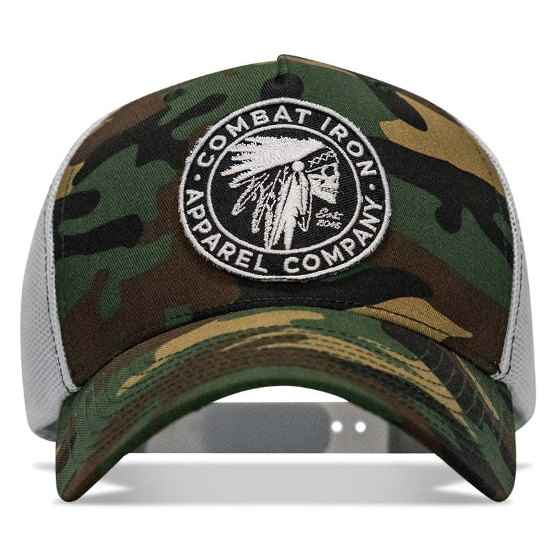 Load image into Gallery viewer, Indian Chief Skull Patch Snapback

