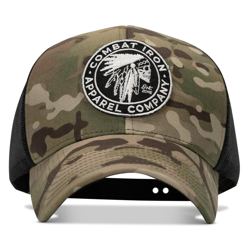 Load image into Gallery viewer, Indian Chief Skull Patch Snapback
