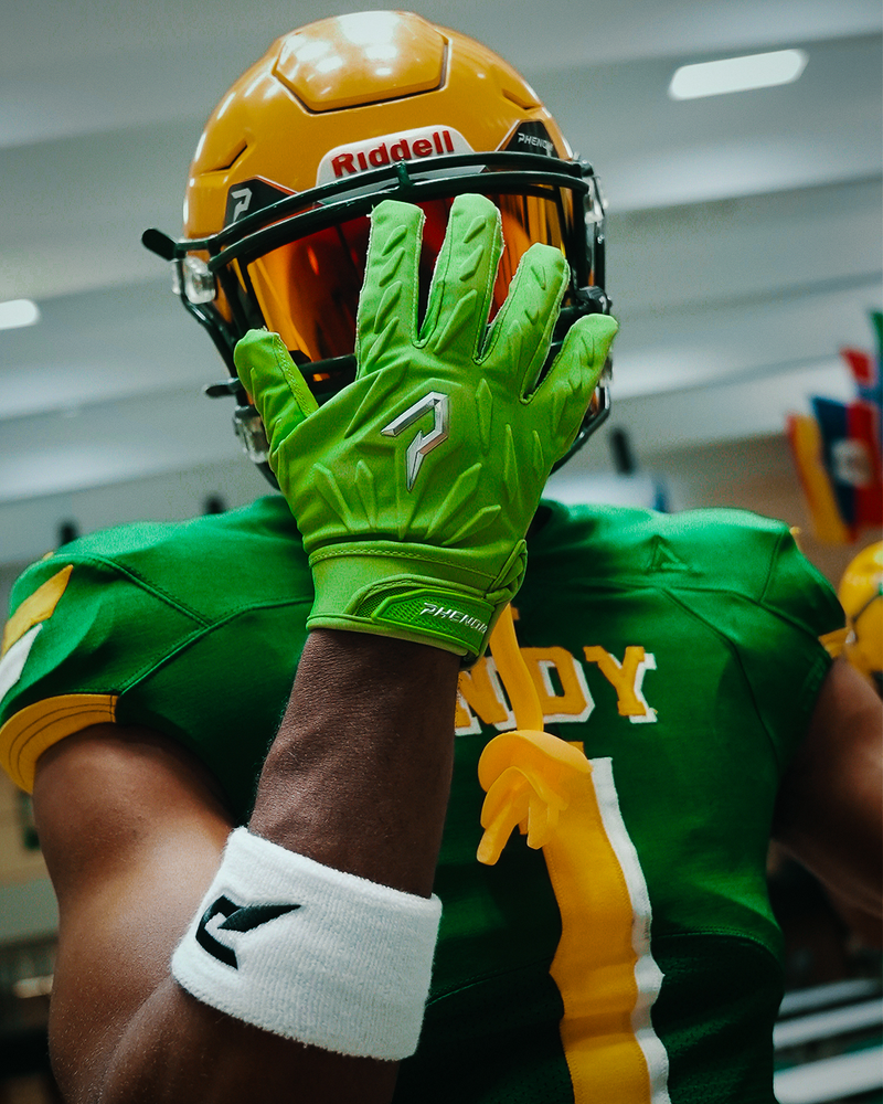 Load image into Gallery viewer, Phenom Elite Quantum Fierce Youth Padded Football Gloves - Team Colors
