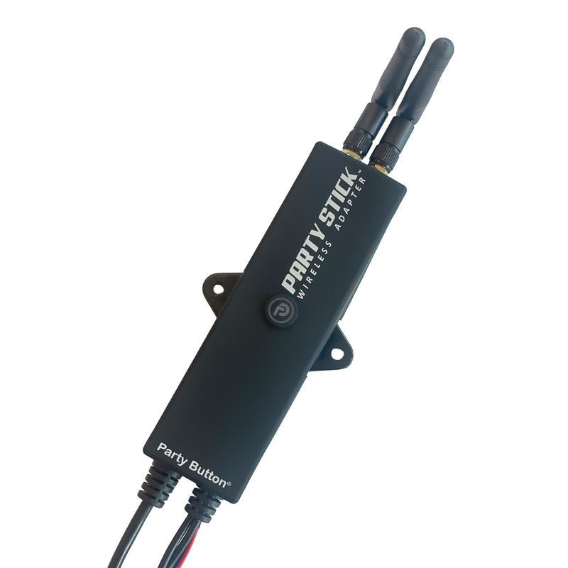 Load image into Gallery viewer, Party Stick | Wireless Music Sharing Adapter | one-click Party Button pairing | Knockout Keypad | 12 volt Powered | RCA Audio Output | Remote Amplifier Turn-On
