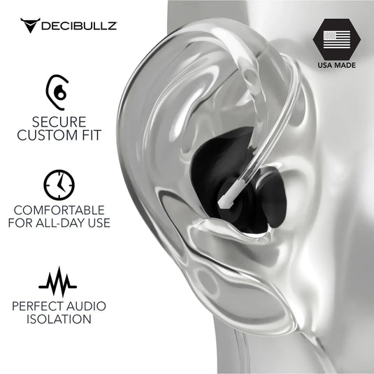 Custom Moldable Isolation Earpiece for Clear Tube, Radio, Surveillance, and Communication Headsets