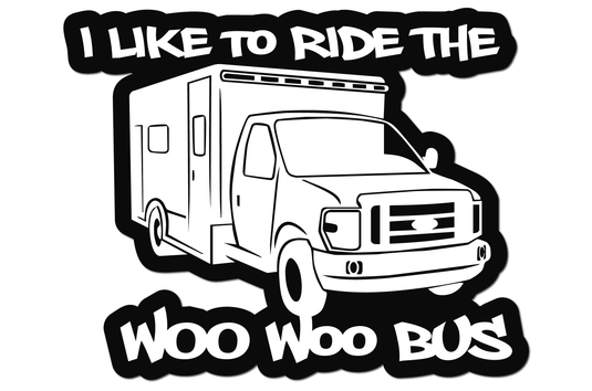 I LIKE TO RIDE THE WOO WOO BUS HELMET DECAL