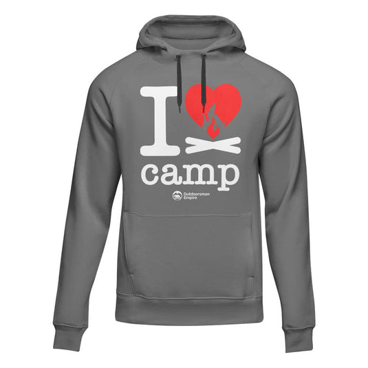 I Love Camp Adult Fleece Hooded Sweatshirt
