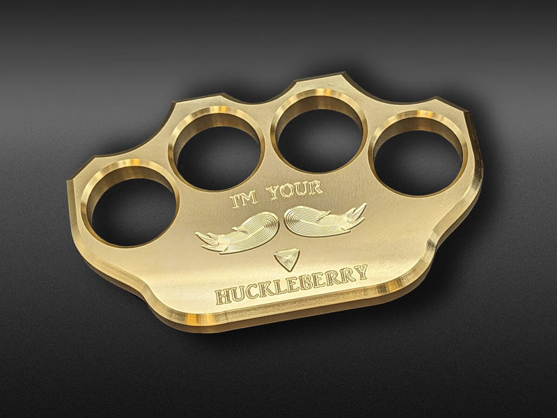 Load image into Gallery viewer, Milspin 3/4lb Brass Knuckle I&#39;m Your Huckleberry Solid Brass Paperweight

