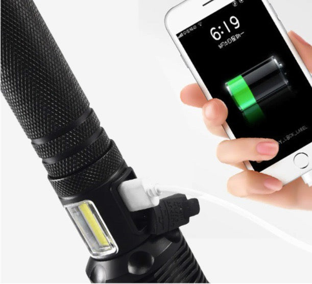 Load image into Gallery viewer, High Lumen Super Bright LED Rechargeable Tactical P90 Flashlight
