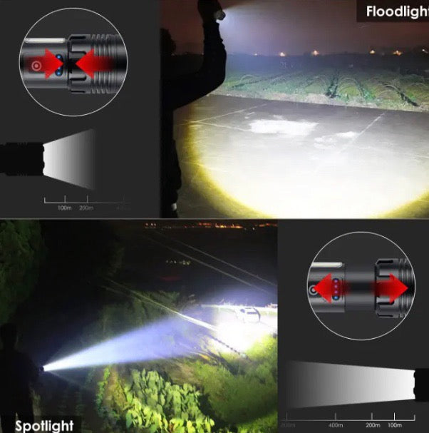 Load image into Gallery viewer, High Lumen Super Bright LED Rechargeable Tactical P90 Flashlight

