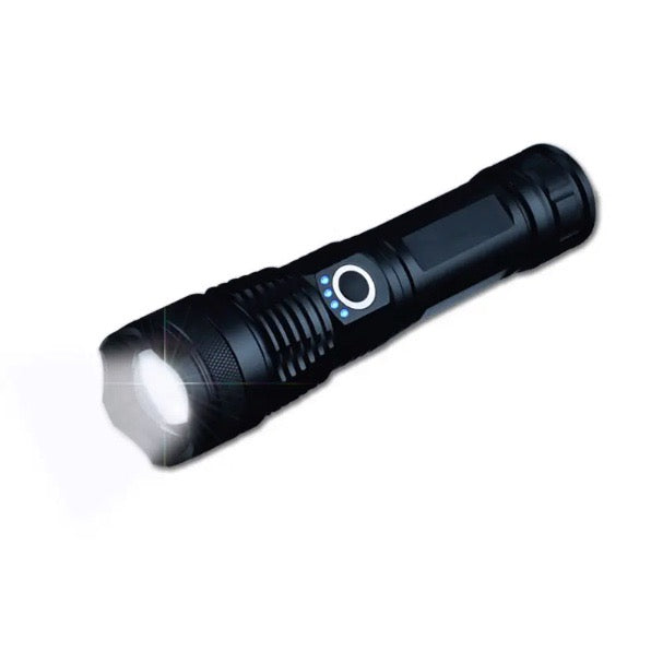 Load image into Gallery viewer, High Lumen USB Rechargeable Tactical LED P50 Flashlight w Portable Zoom
