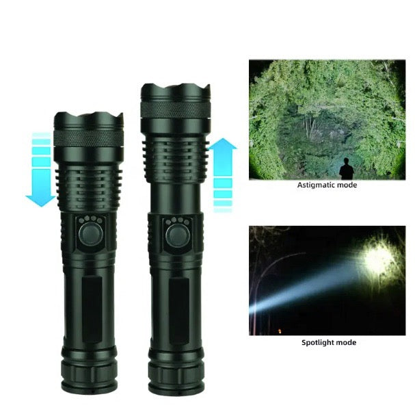 Load image into Gallery viewer, High Lumen USB Rechargeable Tactical LED P50 Flashlight w Portable Zoom
