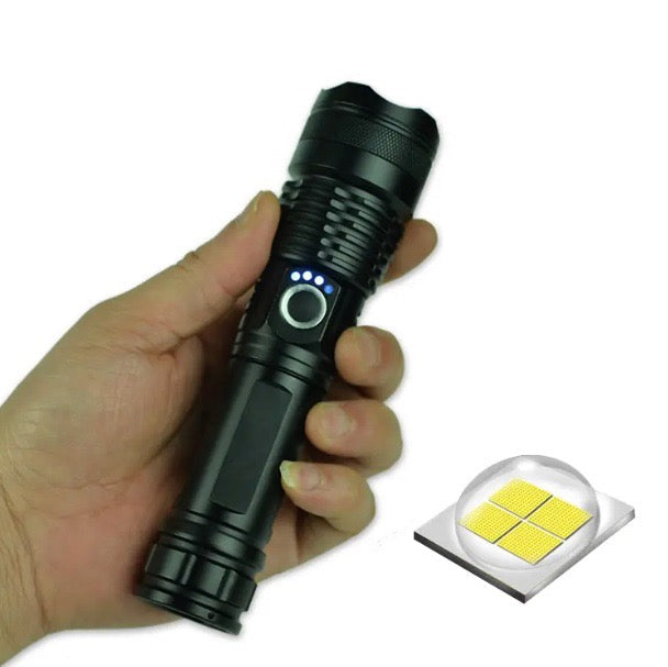 Load image into Gallery viewer, High Lumen USB Rechargeable Tactical LED P50 Flashlight w Portable Zoom
