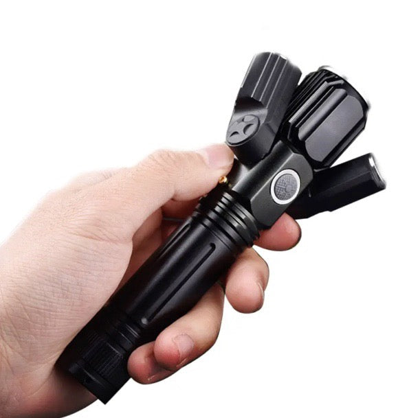 Load image into Gallery viewer, 3 Head Zoomable Rechargeable LED Flashlight
