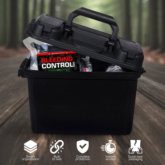 Bleeding Control Kit - 4 Vacuum Sealed Kits in Plastic Case