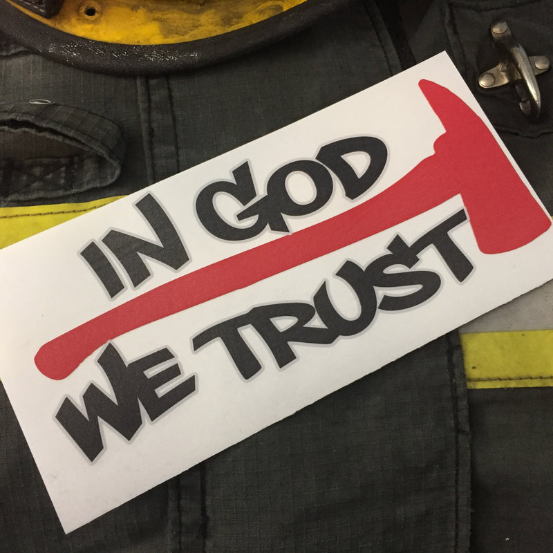 Load image into Gallery viewer, IN GOD WE TRUST RED LINE FIREFIGHTERS WINDOW DECAL
