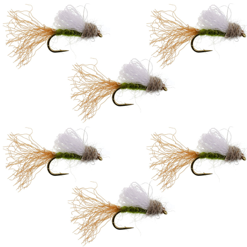 Load image into Gallery viewer, Olive Iris Caddis Emerger Caddis  Trout Dry Fly - 6 Flies Hook Size 16
