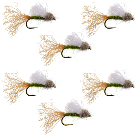 Olive Iris Caddis Emerger Caddis  Trout Dry Fly - 6 Flies Hook Size 16
