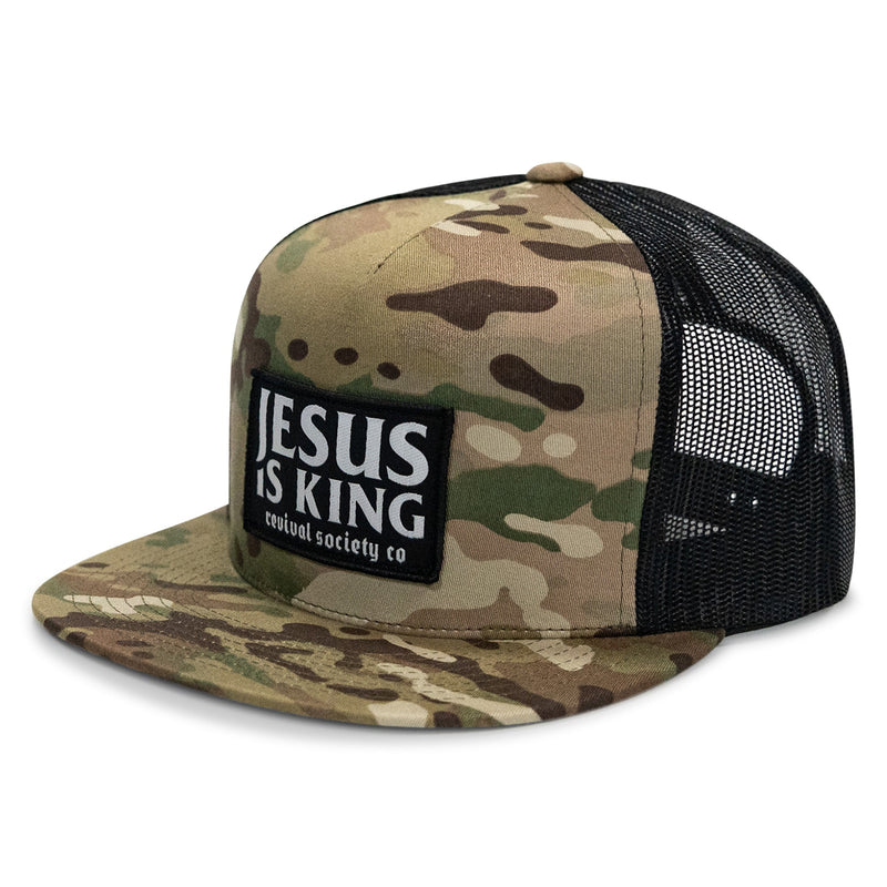 Load image into Gallery viewer, Jesus Is King Patch Flatbill Hat
