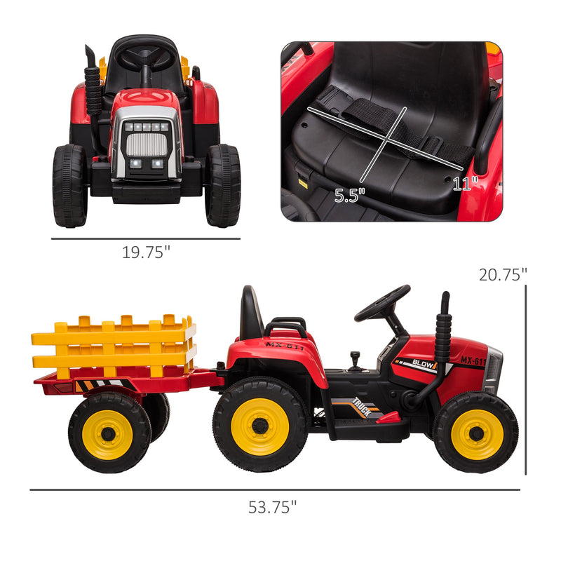Load image into Gallery viewer, 12V Electric Tractor with Trailer and Dual Motors for Kids
