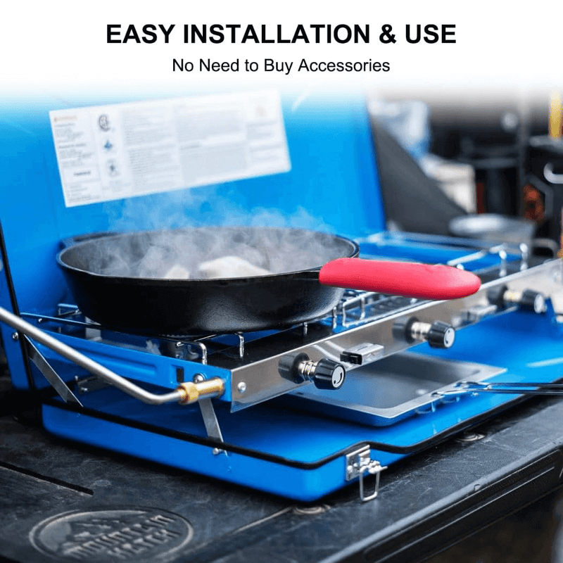 Load image into Gallery viewer, Camplux Propane Camping Stove 2 Burners &amp; 1 Grill, 20,400 BTU Auto-Ignition
