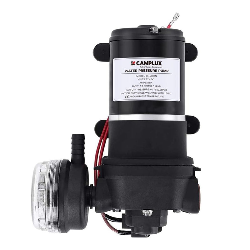 Load image into Gallery viewer, Camplux JK-4000 12V Water Pressure Diaphragm Pump 3.3GPM, 40PSI, 12.5LPM for RV Camper, Marine Boat, Lawn
