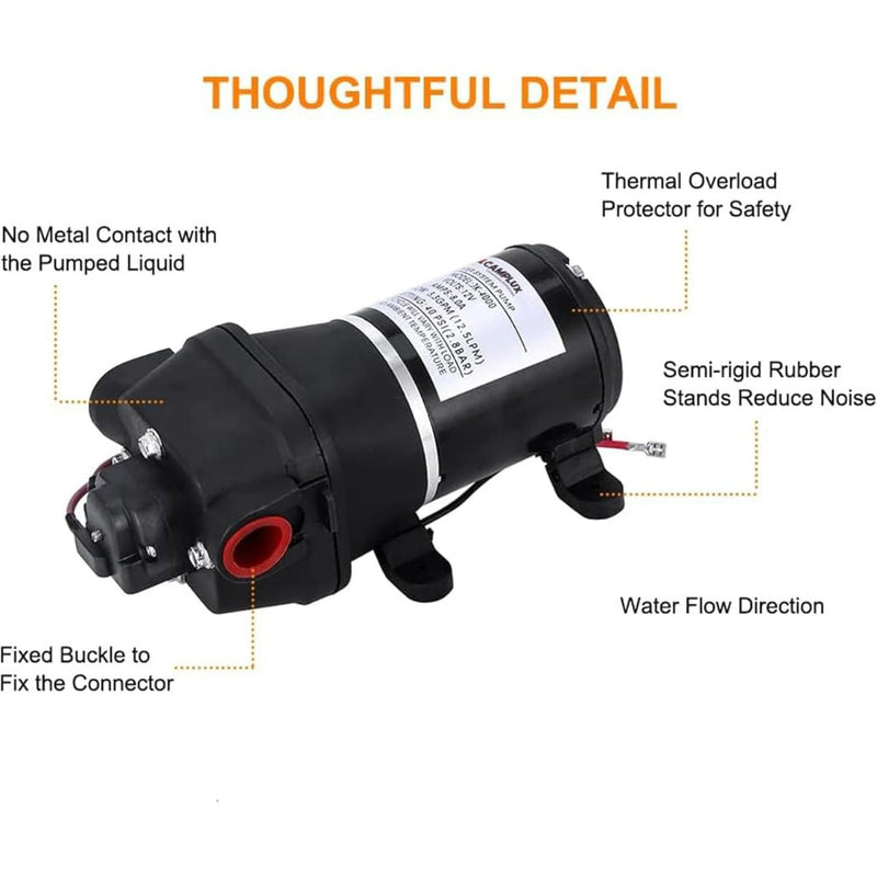 Load image into Gallery viewer, Camplux JK-4000 12V Water Pressure Diaphragm Pump 3.3GPM, 40PSI, 12.5LPM for RV Camper, Marine Boat, Lawn
