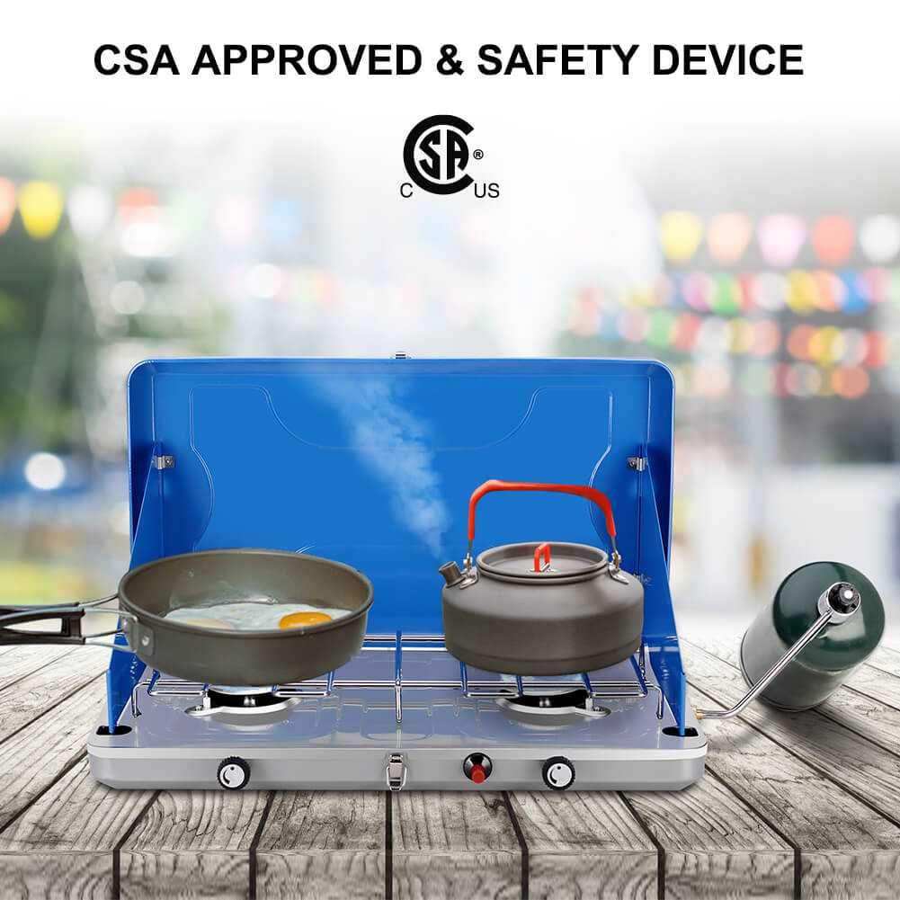 Camplux Propane Camping Stove 20,000 BTU, Camping Stoves 2 Burners with CSA Certification - Skoutley Outdoors LLC