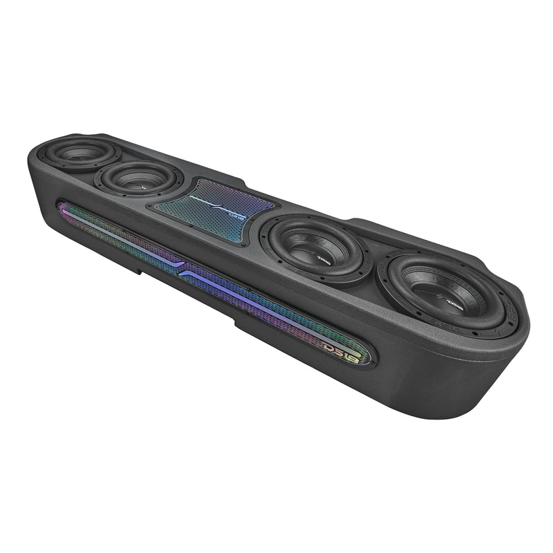 Load image into Gallery viewer, Jeep JT Gladiator Loaded Under Rear Seat Subwoofer Enclosure with 4 X 8" ZR8.2D, Leather Wrapped and Digital LED Lights | 1800 Watts RMS @ 1-Ohm
