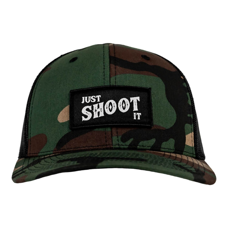 Load image into Gallery viewer, Just Shoot It Patch Snapback Hat
