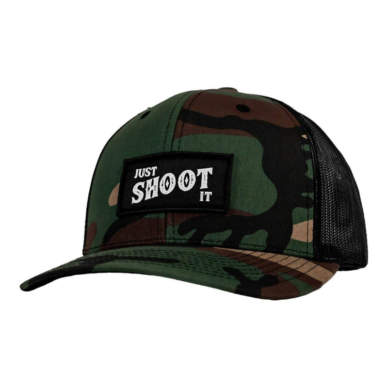 Load image into Gallery viewer, Just Shoot It Patch Snapback Hat
