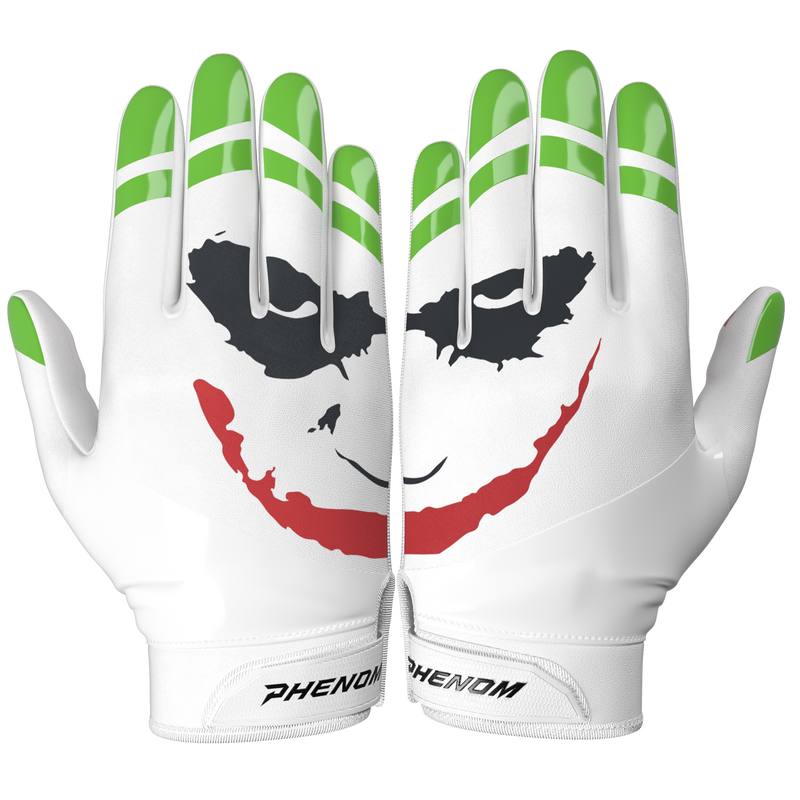 Load image into Gallery viewer, The Officially Licensed Joker Football Gloves - VPS3 by Phenom Elite
