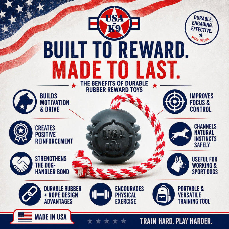 Load image into Gallery viewer, USA-K9 Magnum Stars and Stripes Rubber Dog Toy | K9 Handler Reward Toy | USA Made
