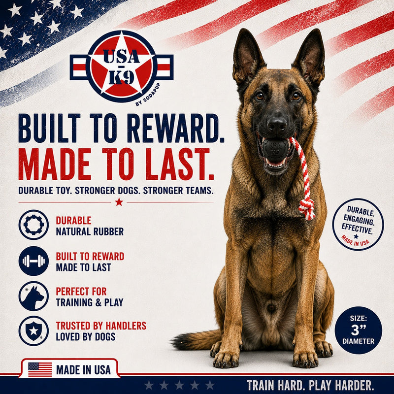 Load image into Gallery viewer, USA-K9 Magnum Stars and Stripes Rubber Dog Toy | K9 Handler Reward Toy | USA Made
