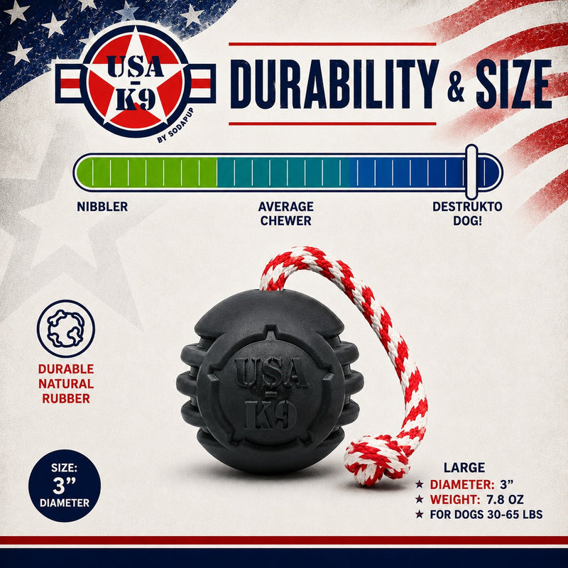Load image into Gallery viewer, USA-K9 Magnum Stars and Stripes Rubber Dog Toy | K9 Handler Reward Toy | USA Made
