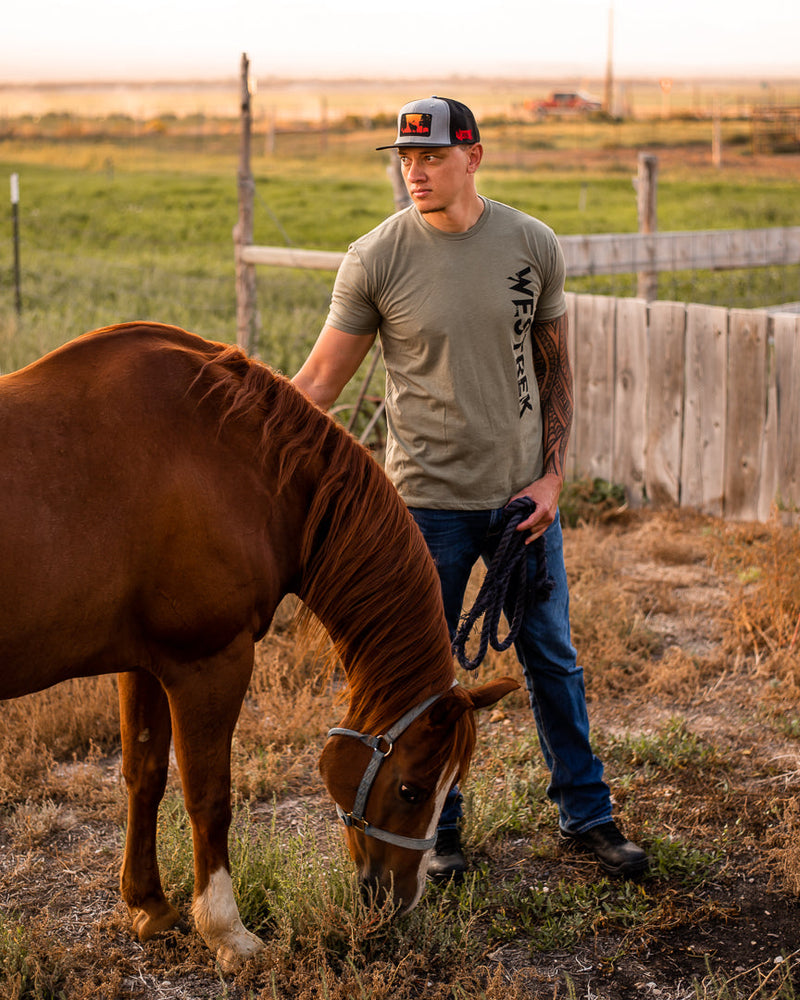 Load image into Gallery viewer, Heather Grey “Sunset Elk” Trucker Hat – Western Hunting Hat | Westrek
