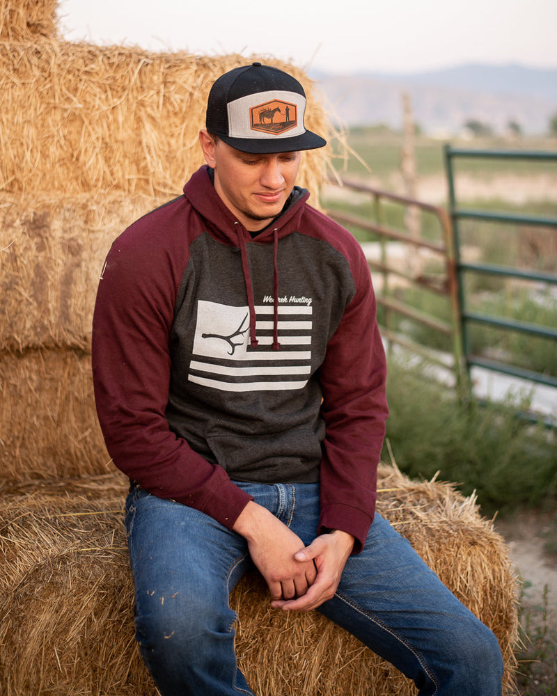 Load image into Gallery viewer, Freedom Flag Hoodie (Burgundy/Charcoal)
