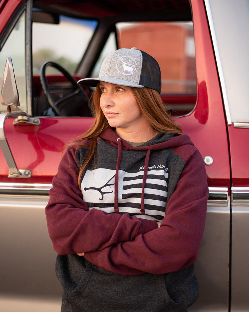 Load image into Gallery viewer, Freedom Flag Hoodie (Burgundy/Charcoal)
