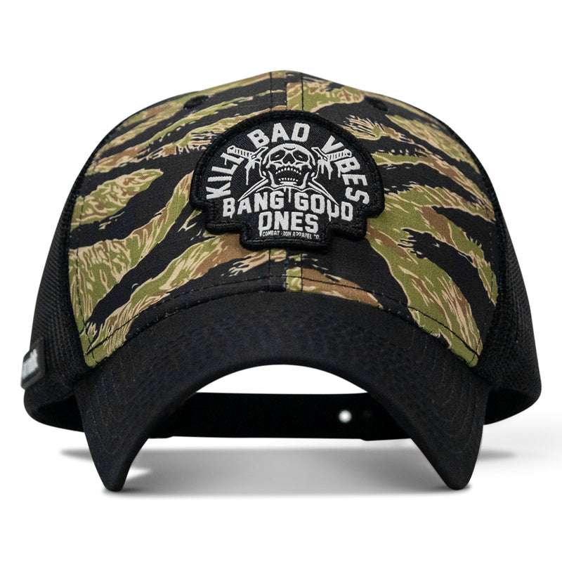 Load image into Gallery viewer, Kill Bad Vibes Skull Patch Original Ripstop Snapback Hat
