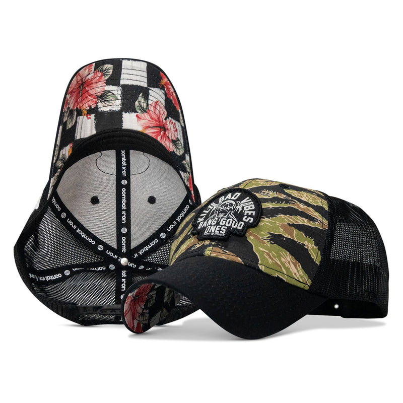 Load image into Gallery viewer, Kill Bad Vibes Skull Patch Original Ripstop Snapback Hat
