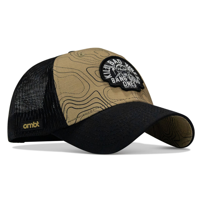 Load image into Gallery viewer, Kill Bad Vibes Skull Patch Original Ripstop Snapback Hat

