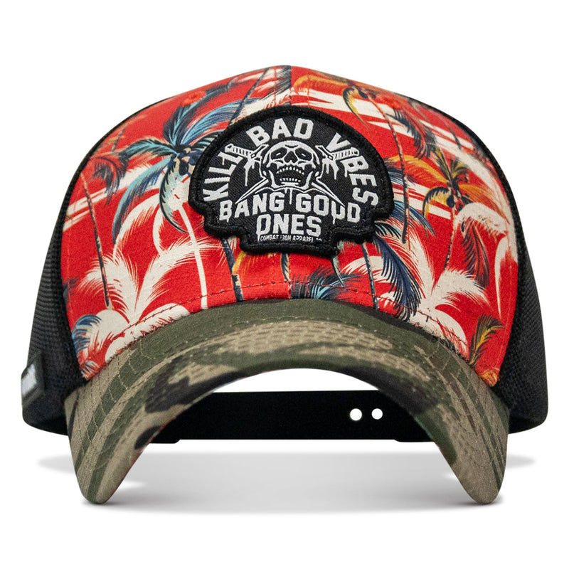 Load image into Gallery viewer, Kill Bad Vibes Skull Patch Original Ripstop Snapback Hat
