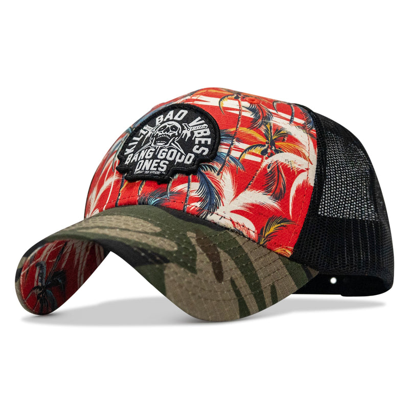 Load image into Gallery viewer, Kill Bad Vibes Skull Patch Original Ripstop Snapback Hat
