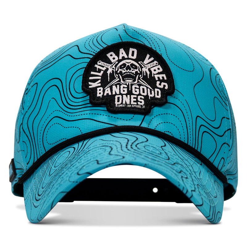 Load image into Gallery viewer, Kill Bad Vibes Skull Weekender Rope Snapback Hat
