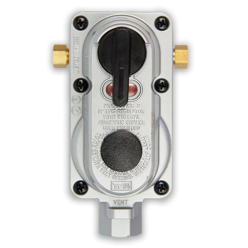 Load image into Gallery viewer, Flame King 2 Stage Auto Propane Gas Regulator with Pls Cover &amp; Long Mount Bracket &amp; 2-12" Pigtails
