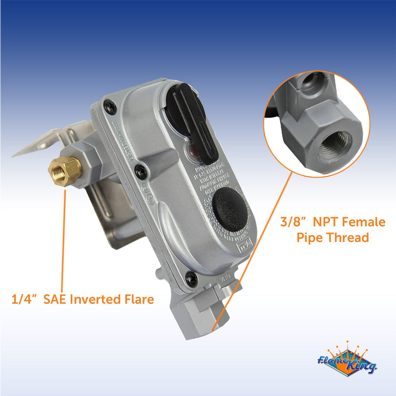 Load image into Gallery viewer, Flame King 2 Stage Auto Propane Gas Regulator with Pls Cover &amp; Long Mount Bracket &amp; 2-12" Pigtails
