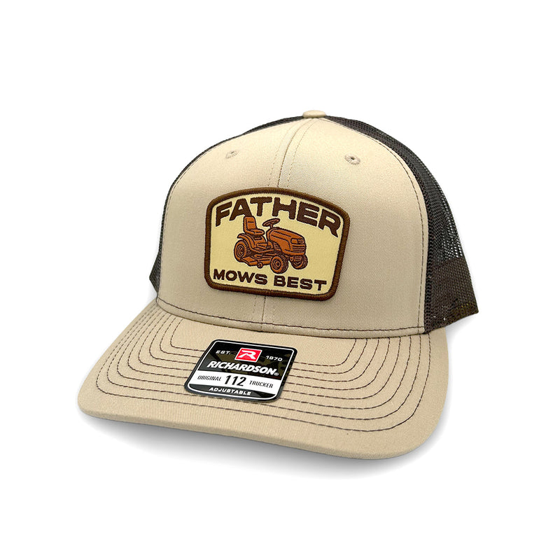 Load image into Gallery viewer, Father Mows Best Brown (Woven Patch)
