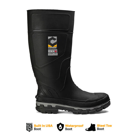 Load image into Gallery viewer, Kickaxe 15" Steel Toe Waterproof Rubber Boot – Black/Grey
