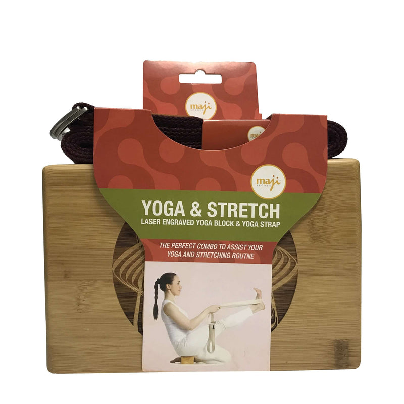 Load image into Gallery viewer, Laser Engraved Bamboo Yoga Block &amp; Strap Combo - Circle Design
