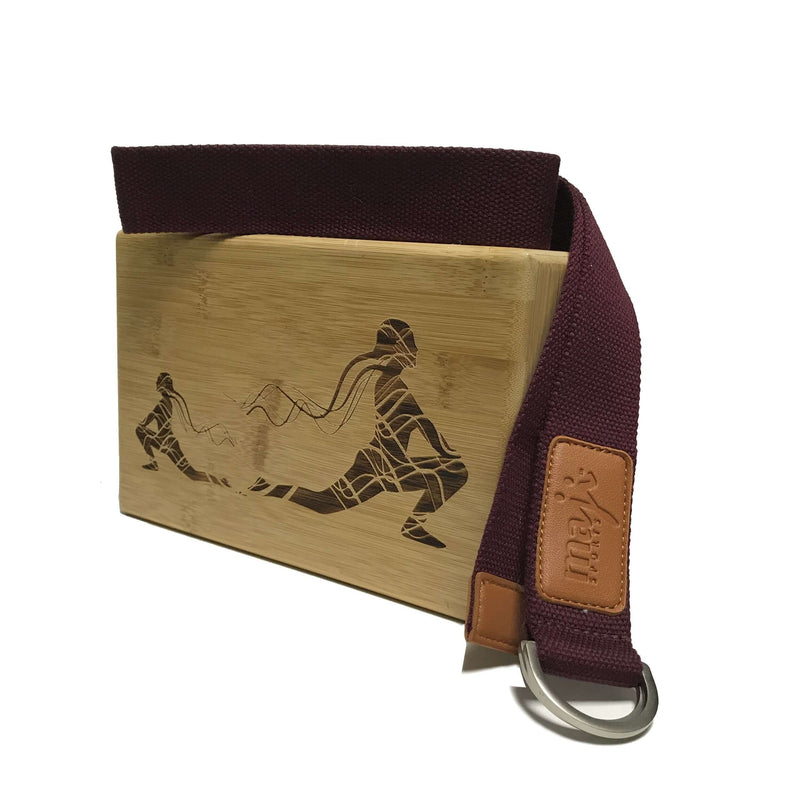 Load image into Gallery viewer, Laser Engraved Bamboo Yoga Block &amp; Strap Combo
