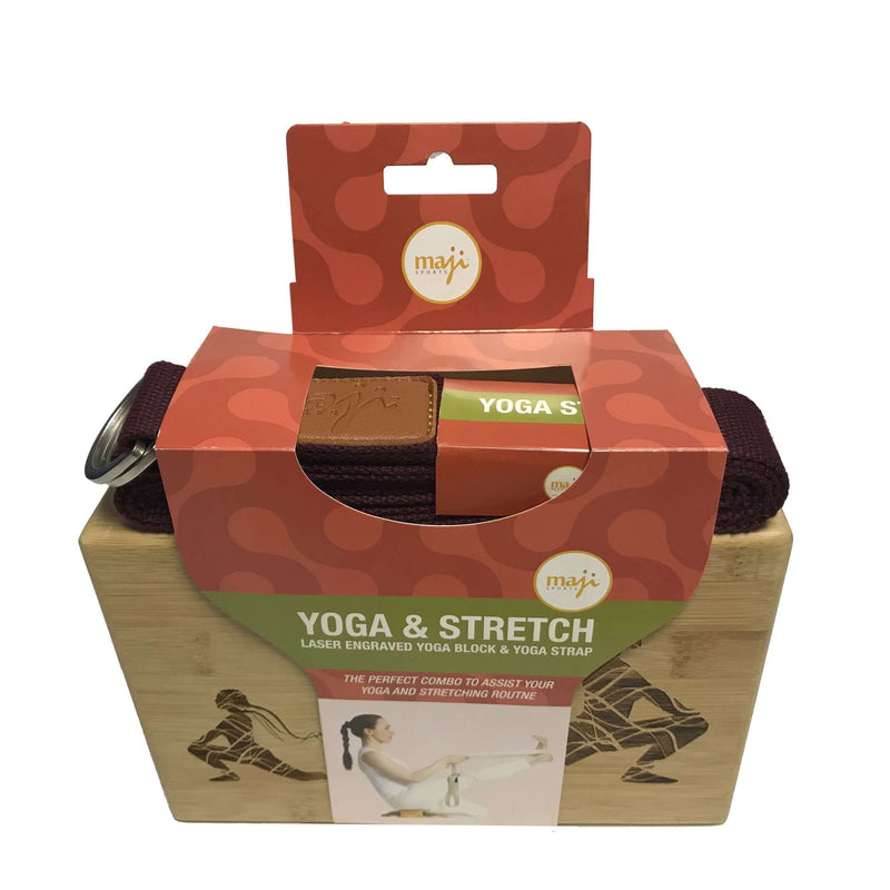 Load image into Gallery viewer, Laser Engraved Bamboo Yoga Block &amp; Strap Combo
