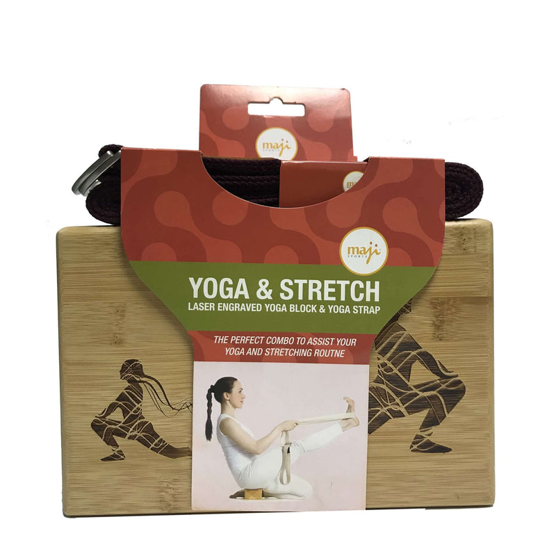 Load image into Gallery viewer, Laser Engraved Bamboo Yoga Block &amp; Strap Combo

