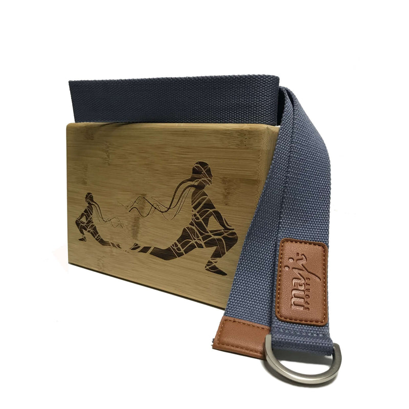 Load image into Gallery viewer, Laser Engraved Bamboo Yoga Block &amp; Strap Combo
