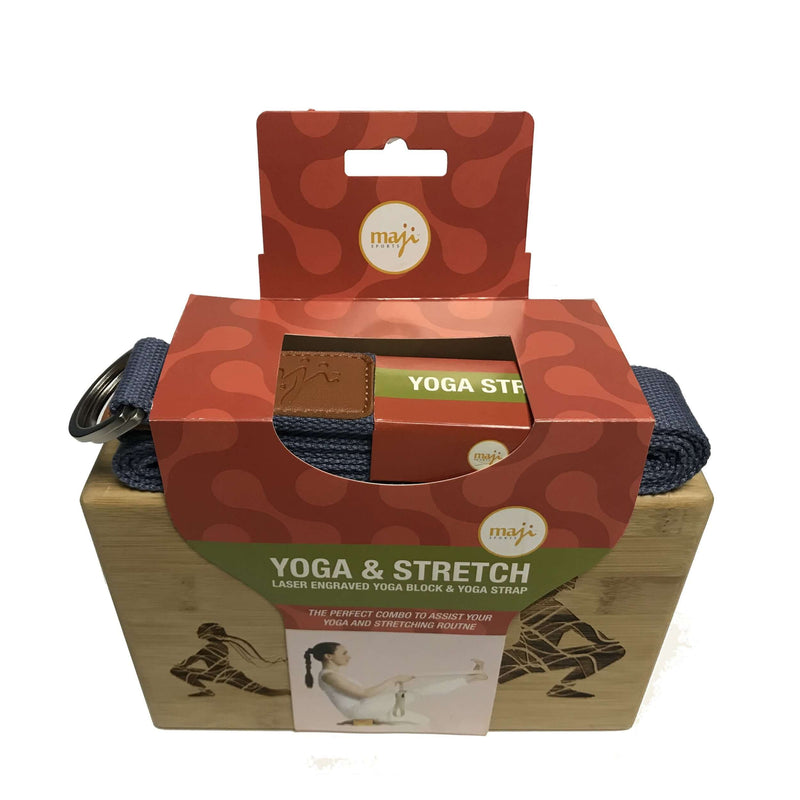 Load image into Gallery viewer, Laser Engraved Bamboo Yoga Block &amp; Strap Combo
